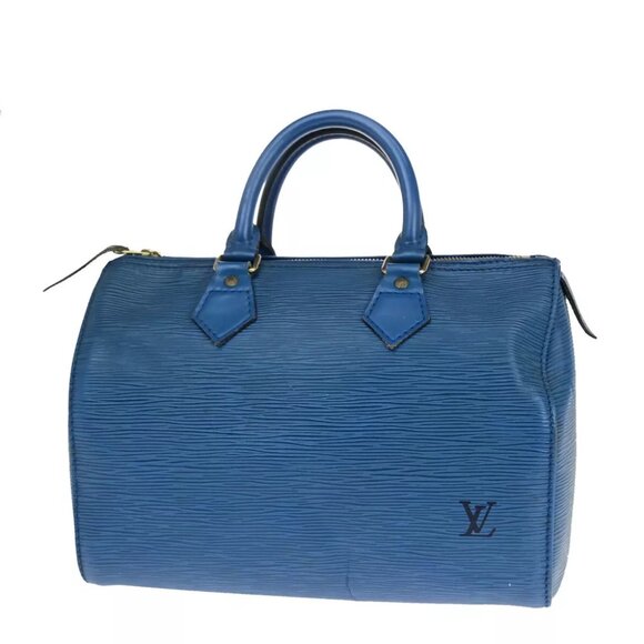 LOUIS VUITTON LV Logo Speedy 30 Travel Hand Bag Epi Leather Blue M43005 35SH811 - Picture 1 of 16